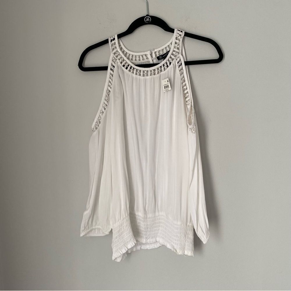 INC Women’s Cold Shoulder Mesh Detail 3/4 Sleeve Top